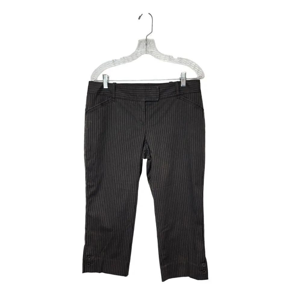 The Limited Drew Fit  Pinstripe Brown/White Capri Dress Pants Size  10